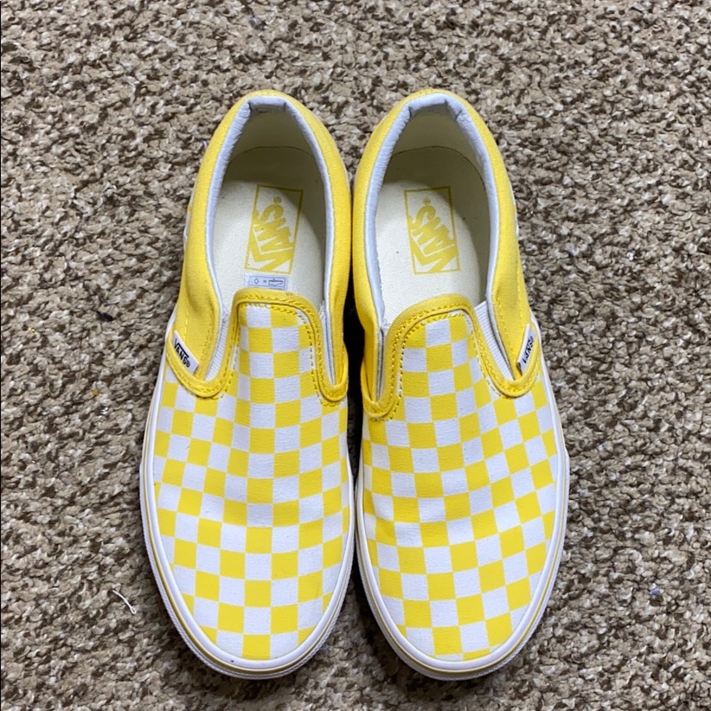 White & yellow checkered vans